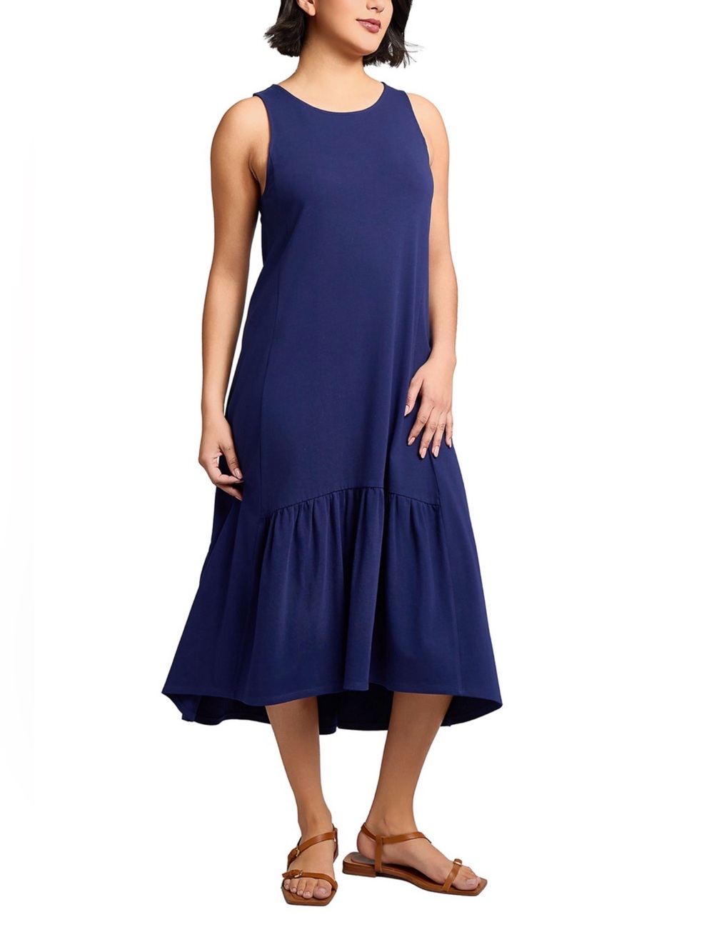Jones New York Navy Sleeveless Ruffle-Hem Maxi Dress